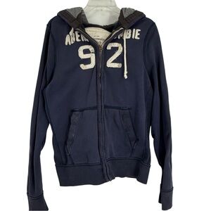 VtG Y2K Abercrombie & Fitch Distressed Zip Hoodie Size XL  Muscle Fit Blue Men